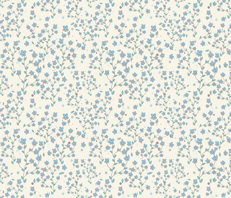 forget-me-nots on cream fabric by glindabunny on Spoonflower - custom fabric