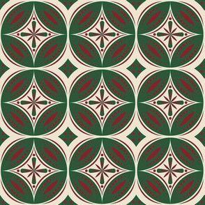 Moroccan Tiles (Burgundy/Hunter) Reversed