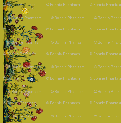Floral Rococo skirt- or apron embroidery - Gold