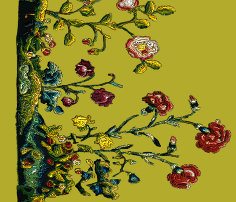 Floral Rococo skirt- or apron embroidery - Gold fabric by bonnie_phantasm on Spoonflower - custom fabric
