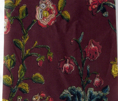 Floral Rococo skirt- or apron embroidery - Red