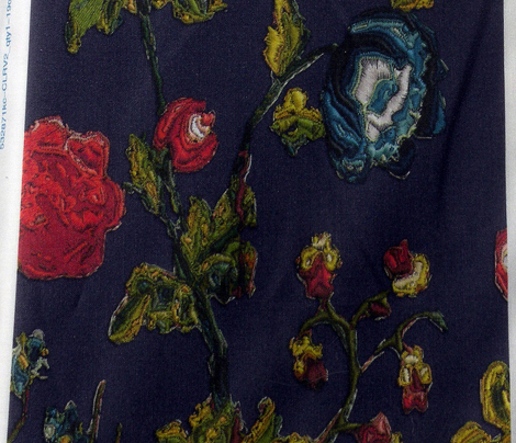 Floral Rococo skirt- or apron embroidery - Blue