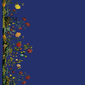 Floral Rococo skirt- or apron embroidery - Blue