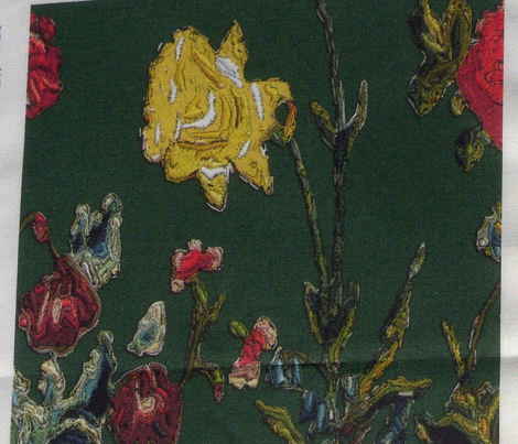 Floral Rococo skirt- or apron embroidery - Green