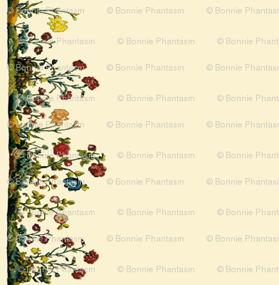 Floral Rococo skirt- or apron embroidery - white