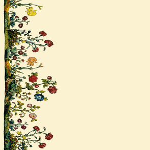 Floral Rococo skirt- or apron embroidery - white