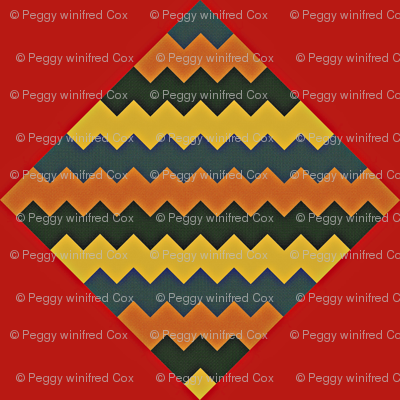 Chevron and Diamonds brick red