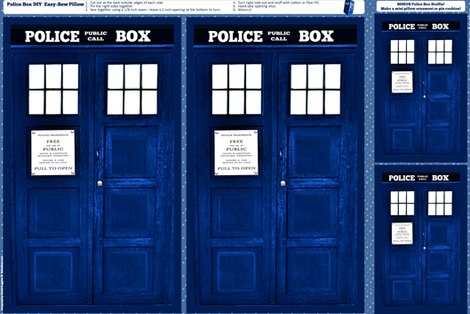 Doctor Who Inspired TARDIS Police Box Pillow Project fabric by bohobear on Spoonflower - custom fabric