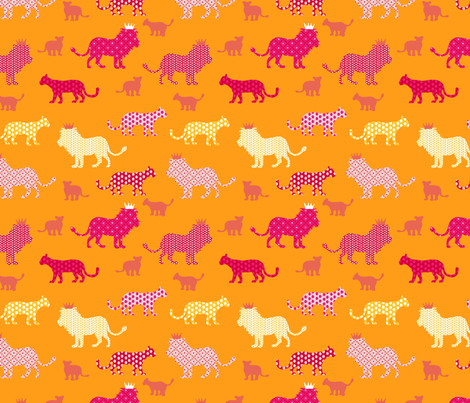UC2_Lions_orangeRev fabric by lauriewisbrun on Spoonflower - custom fabric