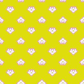 Dot Lotus Pink on Green BG