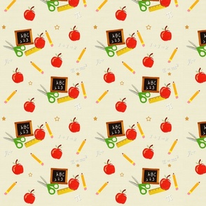 School Supplies With Writing & Stars
