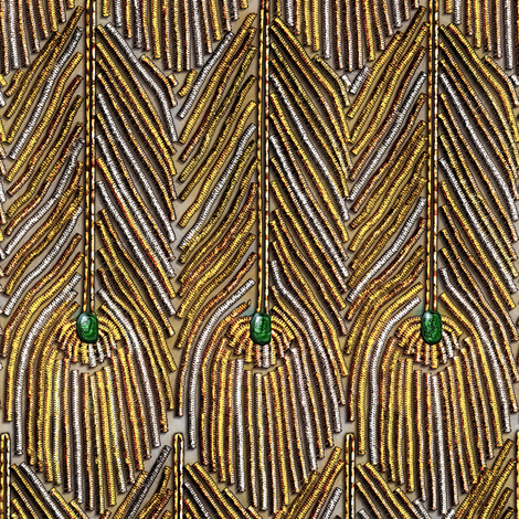 Golden Peacock Feathers fabric by bonnie_phantasm on Spoonflower - custom fabric