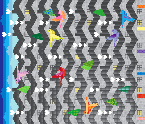 As Dusk Settles Over the Town of Chevron (Portrait) fabric by sammyk on Spoonflower - custom fabric