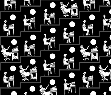 typist - black fabric by gingerme on Spoonflower - custom fabric