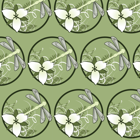 Trillium and Dragonfly fabric by risarocksit on Spoonflower - custom fabric