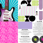 Girls Rock Electric Guitar Pillow & Doll & Do Not Disturb Sign Sewing Kit