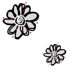 Swirly Flowers With Red Dots