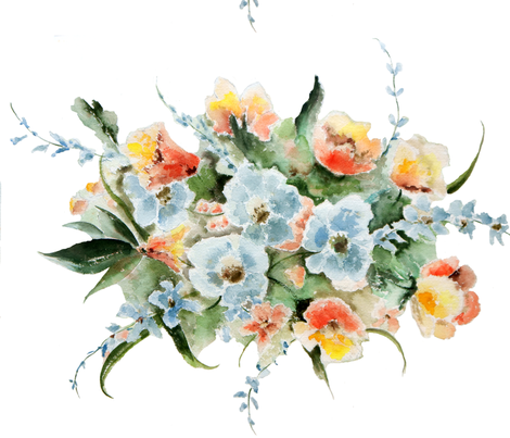 Watercolor Bouquet fabric by dreamingdragonfly on Spoonflower - custom fabric