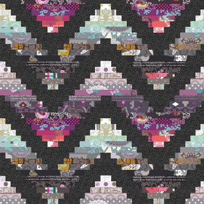 chevron patchwork cheater quilt  with ditsy flowers pattern