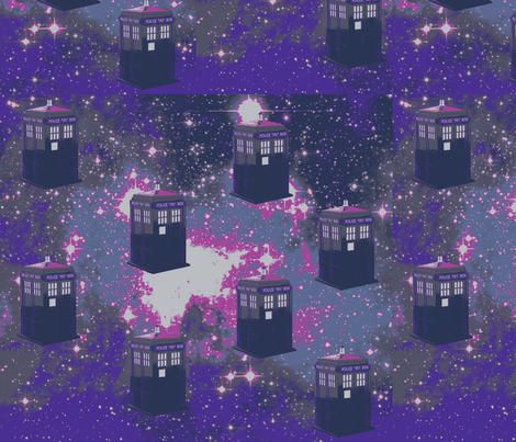 Tardis in Starry Space-purple