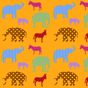 Donkeys and elephants
