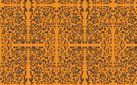 Birdies mirror orange fabric by galena22 on Spoonflower - custom fabric