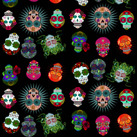 sugar skulls fabric by boneyfied on Spoonflower - custom fabric