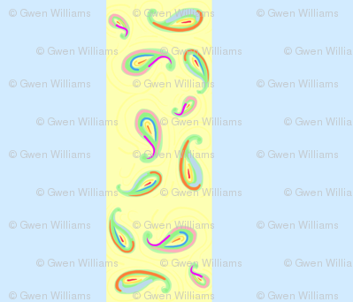 pastel paisleys blue stripes