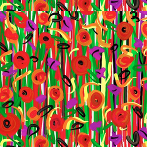 pillow poppy stripe centered