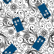 Tardis on floral swirl