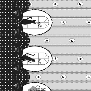 Black Cat Strut - Border Print