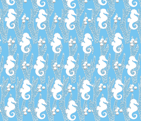 Blue Seahorse fabric by woodsdesigns on Spoonflower - custom fabric