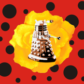 Darlek Yellow Rose on Red Black Polka