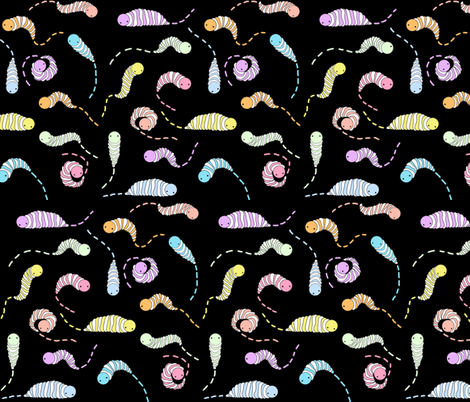 wormtrails_black fabric by ilikemeat on Spoonflower - custom fabric