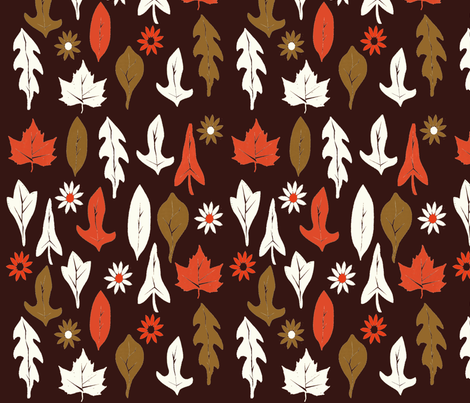 Autumn Leaves - Chocolate fabric by papersparrow on Spoonflower - custom fabric
