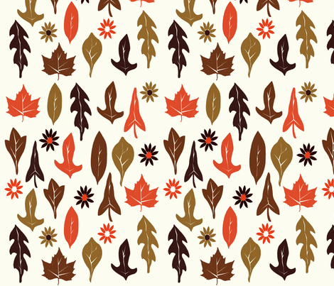 Autumn Leaves - Cream fabric by papersparrow on Spoonflower - custom fabric