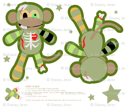 Zombie Monkey Plush Doll