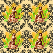 Big Damask Matahari on Cream
