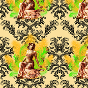 Big Damask Matahari on Cream