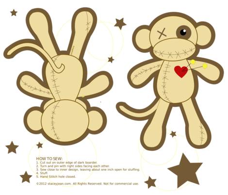 Voodoo Fabric Monkey Doll fabric by staceyjean on Spoonflower - custom fabric