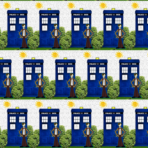 Doctor Who Inspired TARDIS and Matt Smith Toile fabric by bohobear on Spoonflower - custom fabric