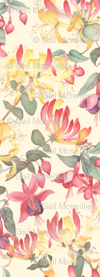 Fuschia & Honeysuckle - cream background