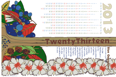 2013 Calendar - Blue Quandong fabric by wiccked on Spoonflower - custom fabric