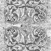 Black and White Vintage Tooled Leather Pattern Country Western