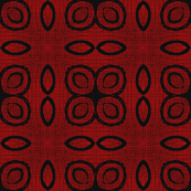 Woodcut Crimson Rings and Fire Poppies