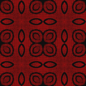 Woodcut Crimson Rings and Fire Poppies