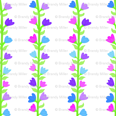 Field of Flower Stripes on a White Background