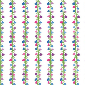 Field of Flower Stripes on a White Background