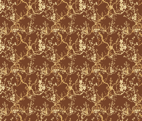cherry blossom on rich brown fabric by kociara on Spoonflower - custom fabric