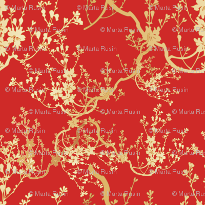 cherry blossom on red